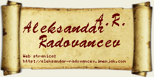 Aleksandar Radovančev vizit kartica